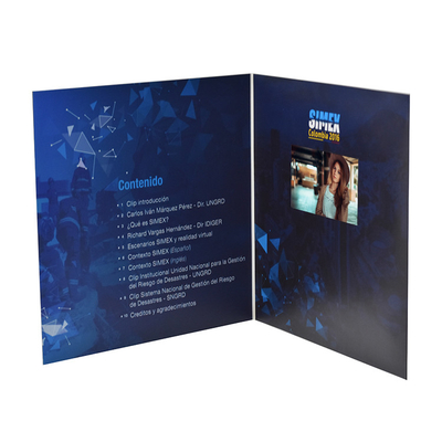 Bespoke design 7 inch video greeting card,LCD video in print brochure