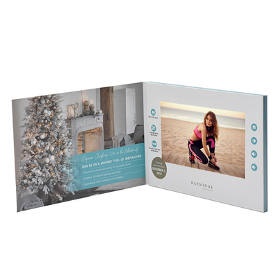 Bespoke design 7 inch video greeting card,LCD video in print brochure