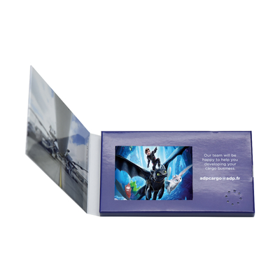 Bespoke design 7 inch video greeting card,LCD video in print brochure