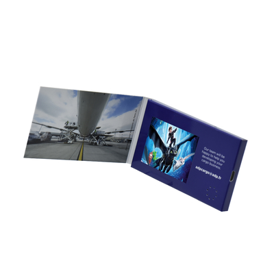 Bespoke design 7 inch video greeting card,LCD video in print brochure