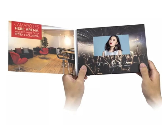 Custom video brochure for video marketing, 7 inch LCD video player card video book