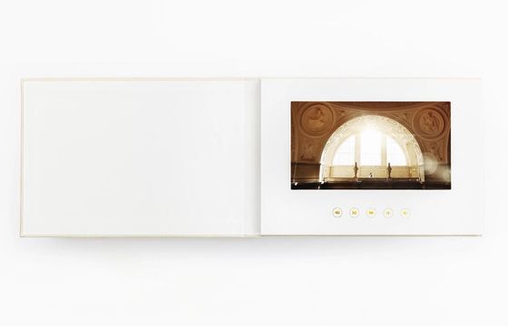 Our Wedding Video Book with Sound, 7 Inch Open-to-Play Keepsake, 4GB Memory, Simple Offline Playback, No Wi-Fi or App Required, Golden Linen Cover