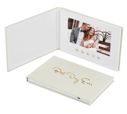 Custom MEMORIES GOLD FOIL Linen Video Book Wedding Linen Wedding Folder Booklet Mailer Postcard Video Album