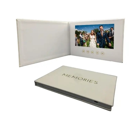 New material LCD video wedding invitation card linen video album with big promotion