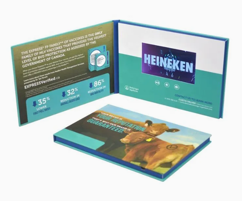 Hard cover digital video brochure 7 inch LCD video in print for company marketing